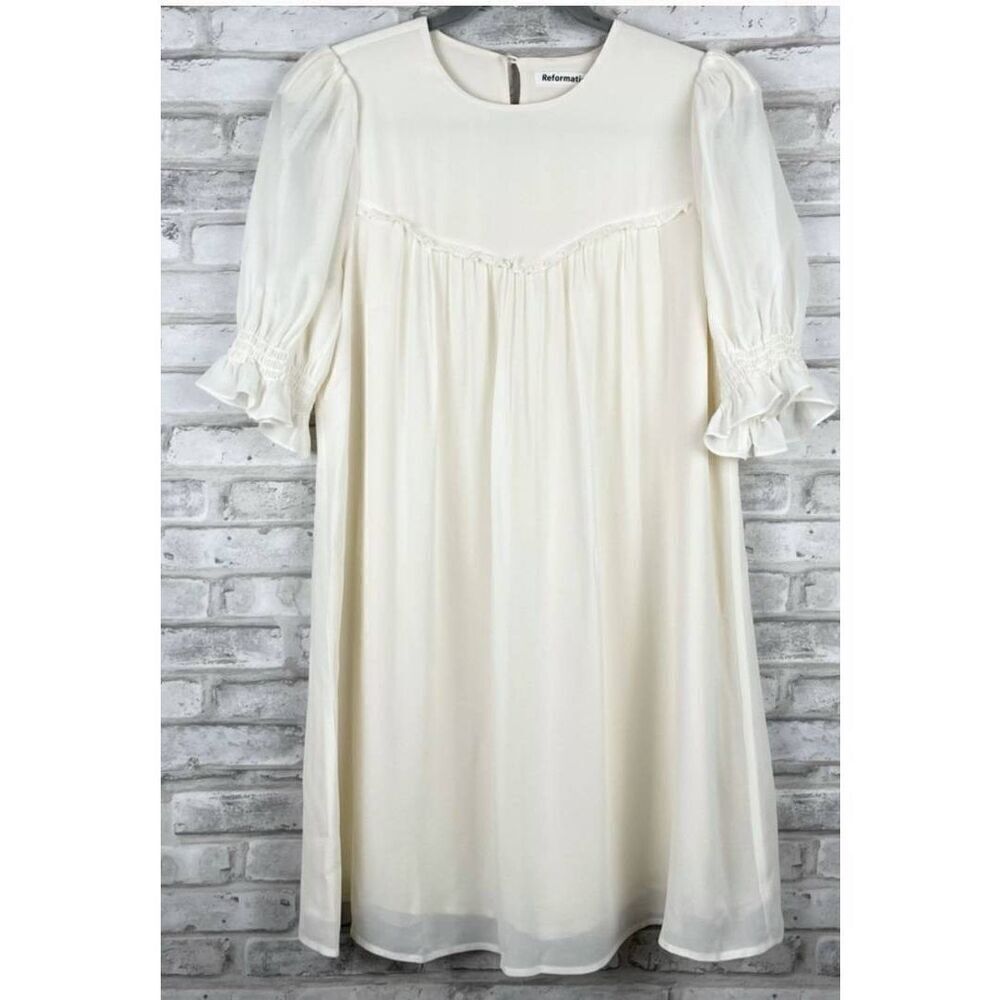 NWT Reformation Conrad Chiffon Shift Ivory Dress sz 4